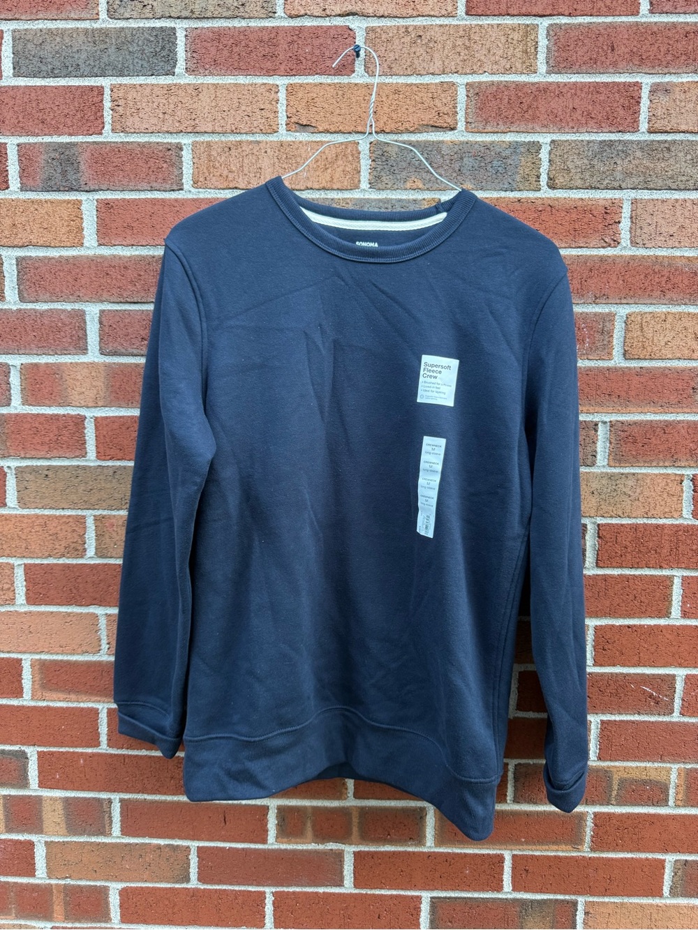 Sonoma Men’s Medium Navy Supersoft Fleece Crewneck Sweatshirt NWT